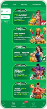 Event section of td777 game.